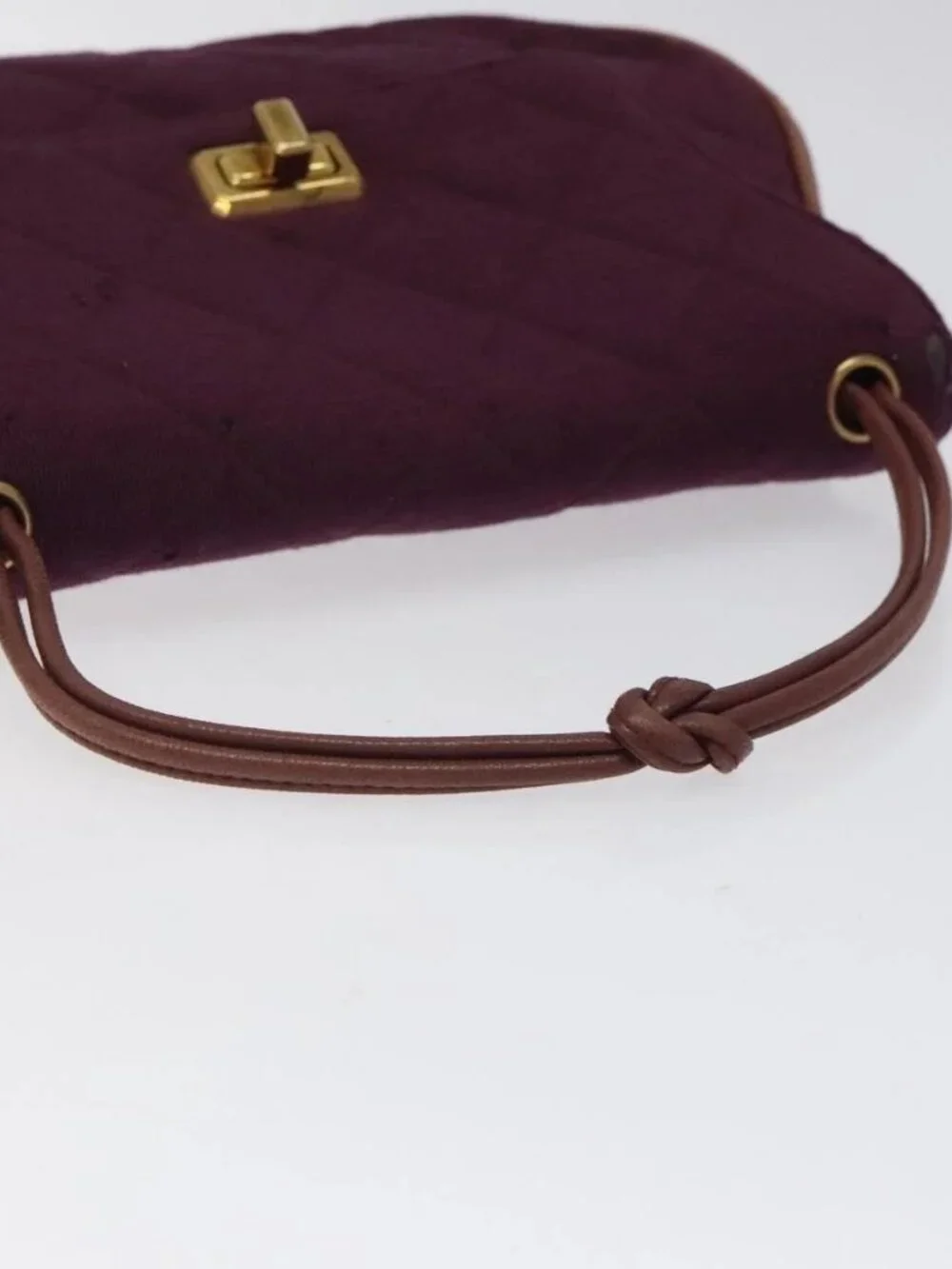 CHANEL Matelasse Hand Bag Cotton Purple CC Auth BD1572